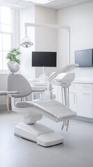 Fototapeta premium A modern dental clinic featuring advanced equipment and a clean, bright environment designed for patient comfort and care.
