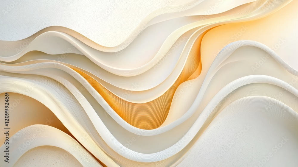 Poster abstract wave patterns in soft cream and pale orange tones for artistic backgrounds