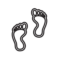 Human footprints line. Barefoot prints set. Vector clipart.