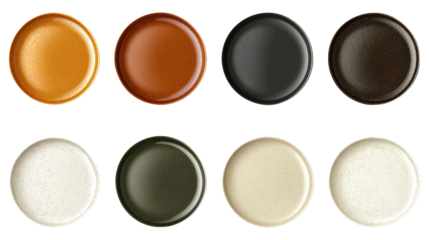 Diverse Range of Round Paint Samples on White Background
