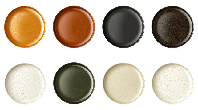Diverse Range of Round Paint Samples on White Background - Powered by Adobe