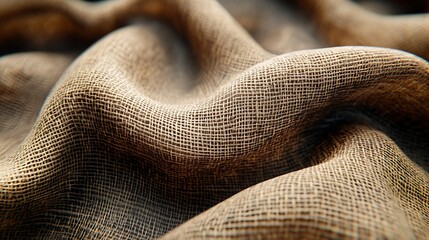 Fototapeta premium Textured Burlap Fabric: Close-up view of rustic burlap fabric with its coarse texture and natural folds, creating a visually interesting and tactile image.