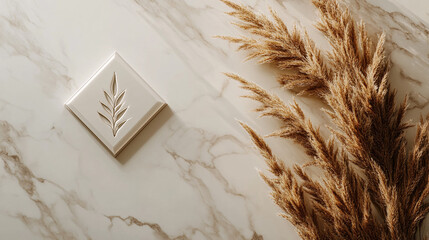 White marble wall with gold leaf accents creating a modern and elegant interior design backdrop