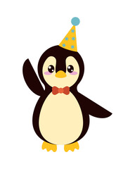 cute penguin with birthday hat