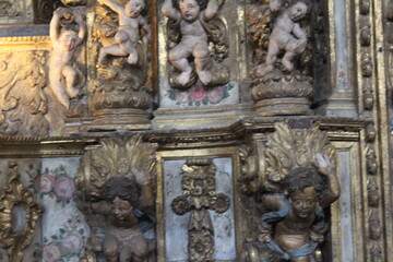 Details of the interior of the Basilica of Our Lady of Pilar - Ouro Preto, Minas Gerais, Brazil. Anjels