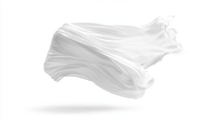 Flowing White Fabric Abstract Composition on Soft White Background