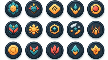 Colorful Game Badges with Unique Designs for Digital Gamers