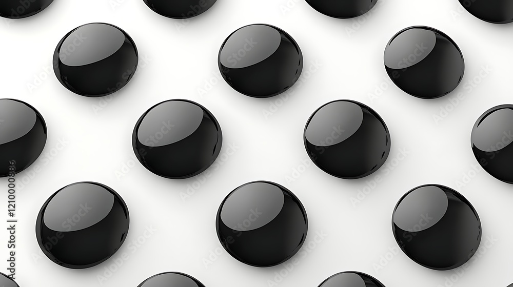Aufkleber Black Circles Minimalist Pattern: An abstract and minimalist pattern of black circles, arranged in a repeating grid formation on a smooth, clean surface.