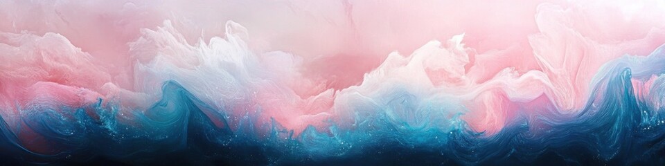 Fototapeta premium Abstract pastel pink and blue cloud-like fantasy background with watercolor texture