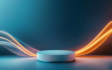 Background of e-commerce product booth integrating fashion and technology elements
