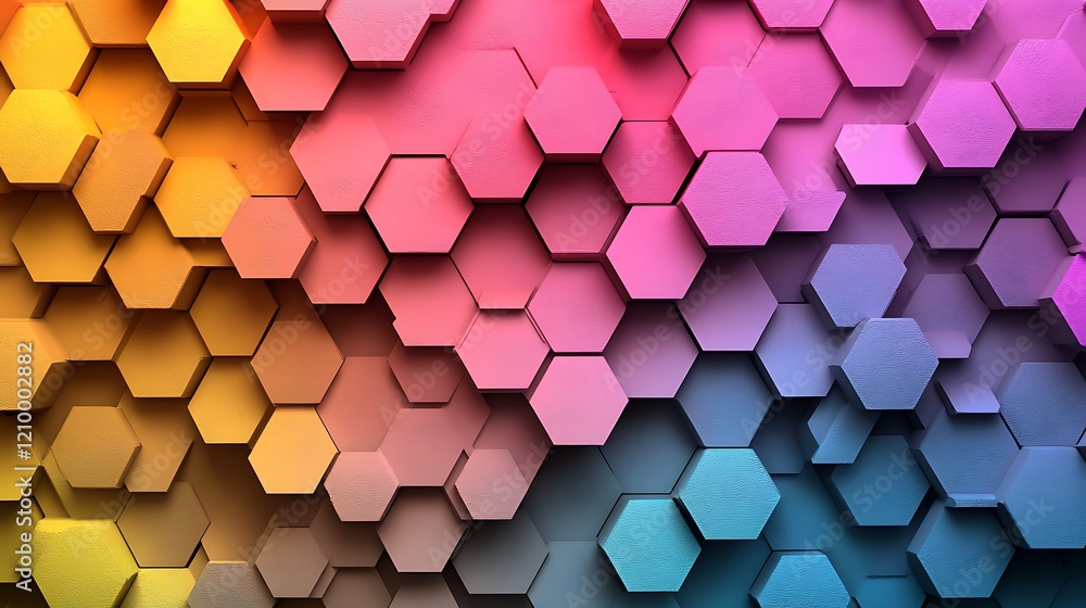 Aufkleber rainbow hexagon pattern: a vibrant, multicolored abstract background featuring a seamless pattern of