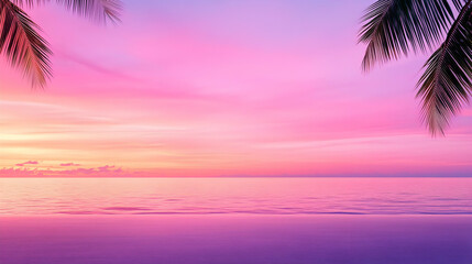 Tropical sunset with silhouette of palm tree looping animation