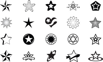 Vector Set 5 (of 5) Star Symbols and Icons in Different Shapes and Patterns