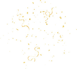 Gold Confetti and ribbons celebration party design element, Falling shiny gold confetti