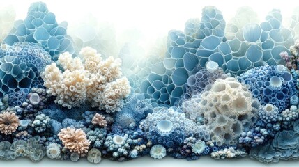 Blue coral reef digital art, ocean background, nature wallpaper