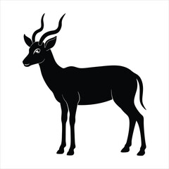  Extinct animal blue buck silhouette vector illustration.