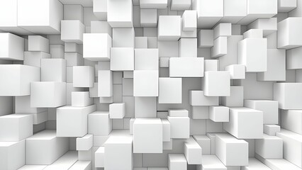 Random shifted white cube boxes block background wallpaper banner with copy space