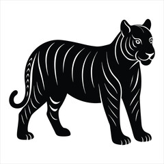  Extinct animal Javen tiger silhouette vector illustration.