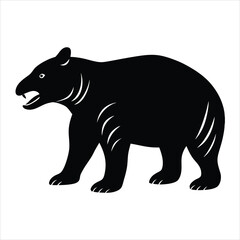 Extinct animal megatherium giant ground sloth silhouette vector illustration.
