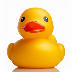 yellow rubber duck on white background 
