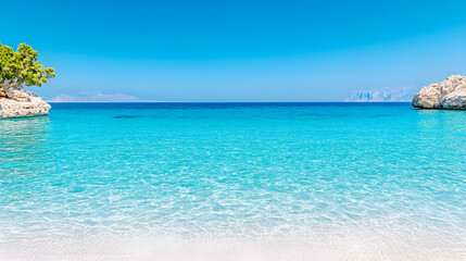 Fototapeta premium View of the glass like, clear water of Turreda beach in South Sardinia