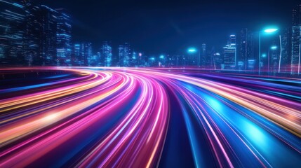 Obraz premium a city at night with a long exposure of light trails