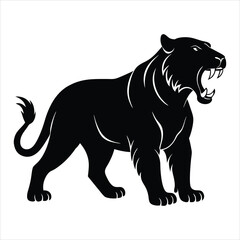  Extinct animal saber toothed tiger silhouette vector illustration