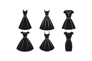 set of Stylish Black Women's Dresses in Various Styles