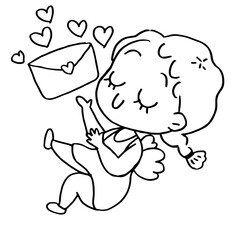 Cute angel coloring cartoon 