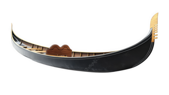 traditional gondola. a long and narrow boat commonly associated with venice. italy its elegant design includes a curved prow and a wooden interior. highlighting its purpose for leisurely travel throug