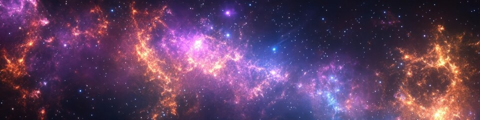 Naklejka premium Expansive cosmic nebula with vibrant colors and distant stars in outer space