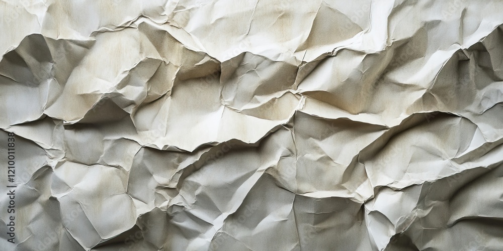 Poster crumpled beige paper texture with intricate folds and shadows creating a vintage backdrop ideal for 