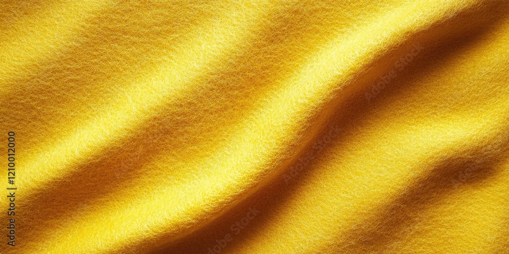 Poster textured yellow felt fabric background with soft waves and subtle shadows, showcasing a bright and v