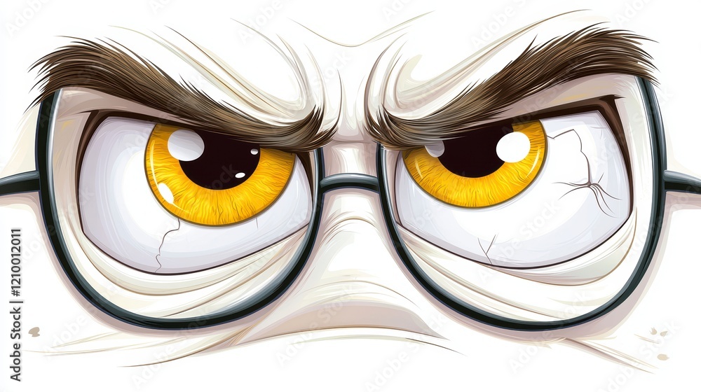 Poster intense cartoon character glaring expression digital art close-up view animated emotion concept for 