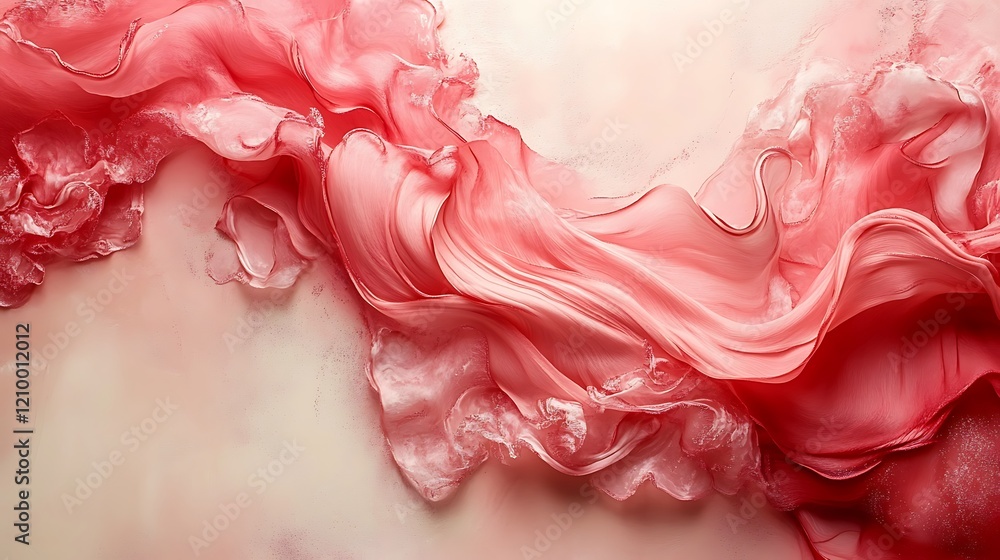 Aufkleber abstract coral swirl: a mesmerizing abstract image featuring swirling, flowing coral-pink forms crea
