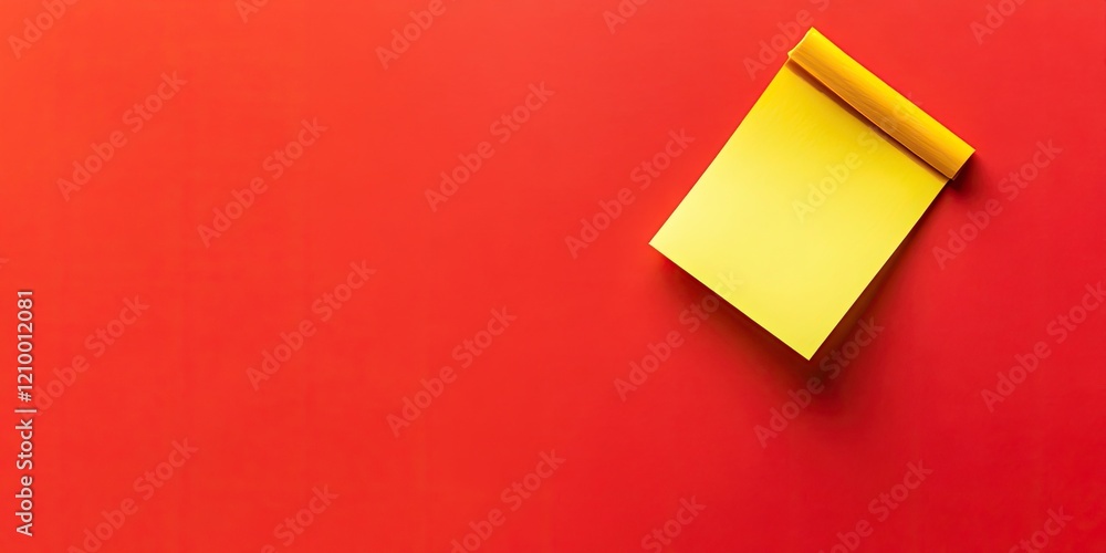 Poster yellow sticky note positioned top right on a vibrant orangered background with smooth texture creati