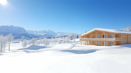Fototapeta premium Winterlicher Ausblick über die schneebedeckte Landschaft in der Steiermark. Wintervergnügen in Altaussee auf dem Loser.