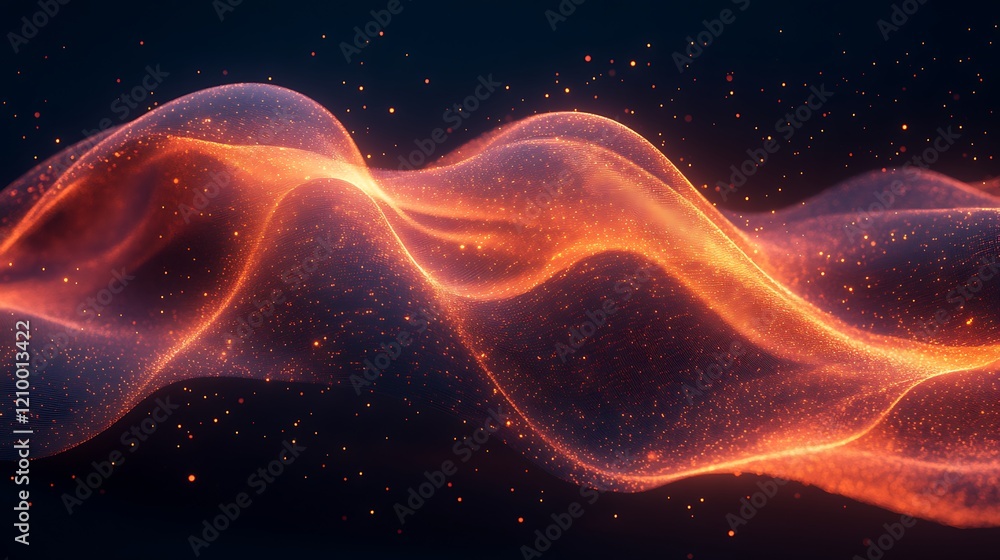 Poster fiery abstract wave: a mesmerizing digital rendering of an abstract wave, glowing with fiery orange 