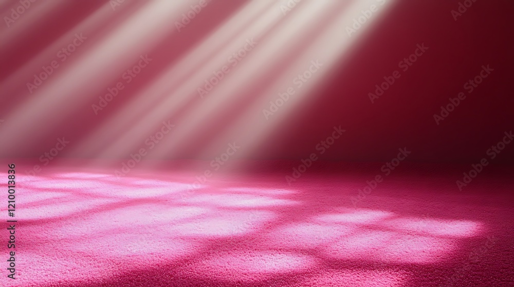 Poster pink and light: soft, ethereal light streams through a window, casting mesmerizing patterns on a vib