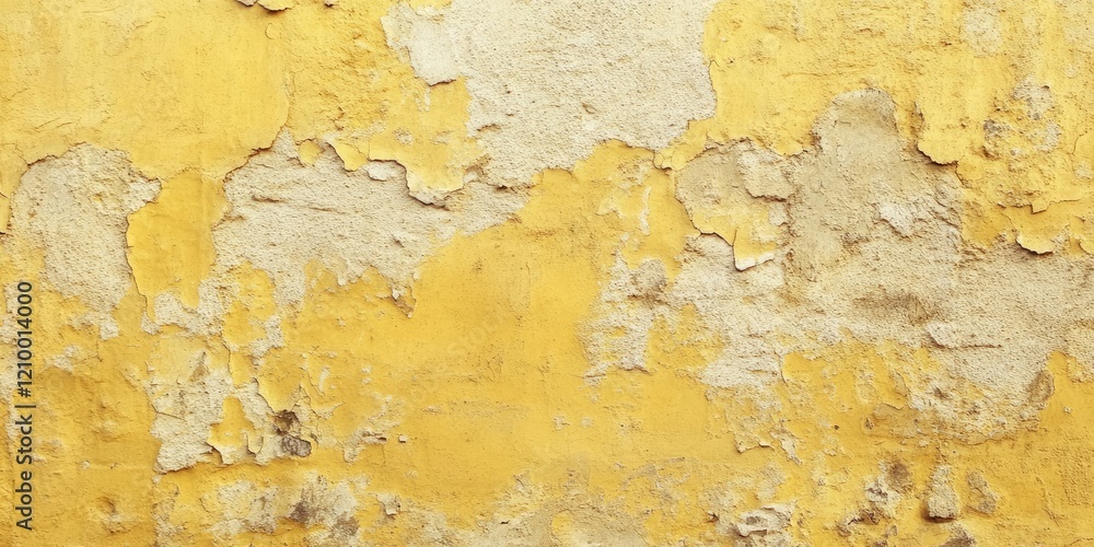 Poster textured abstract background of a yellow beige cement wall with grunge marks positioned centrally cr