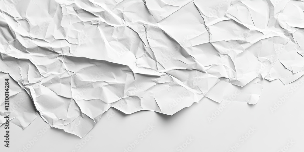 Poster crumpled white paper texture with intricate folds and shadows creating a vintage distressed appearan