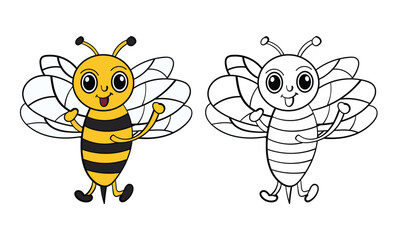 Obraz premium Coloring Fun for Kids, Back-to-School Edition with Cute Cartoon Bees