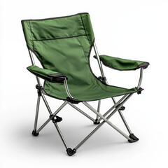 Camping chair with green fabric and metal frame, perfect for outdoor use