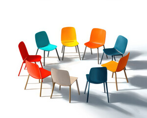 Obraz premium Colorful Chairs in a Circle Arrangement