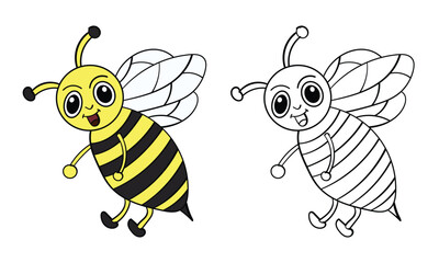 Buzzing into School Cute Cartoon Bee Coloring Pages for Kids to Enjoy 