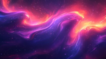 Obraz premium Cosmic Nebula: Swirling Nebula in vibrant hues of pink, purple, and orange, creating a mesmerizing cosmic dance of light and energy. A breathtaking abstract image perfect for science fiction.