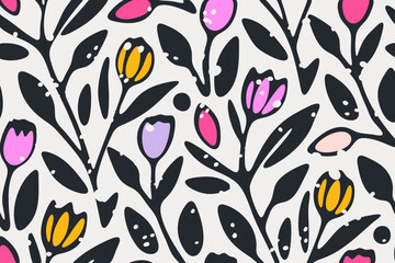 Tulips backdrop.Trendy floral background, minimalistic style