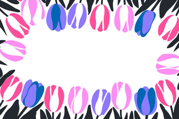 Tulips  flowers. backdrop.Trendy floral background, minimalistic style