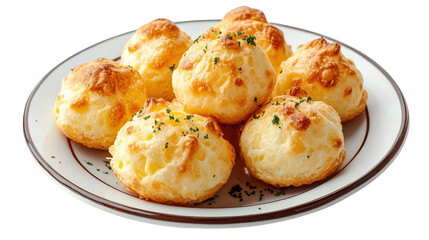 plate of golden. cheesy bread rolls. known for their fluffy texture and rich flavor these baked goods are often enjoyed as a snack or appetizer. showcasing a delightful combination of cheese and dough