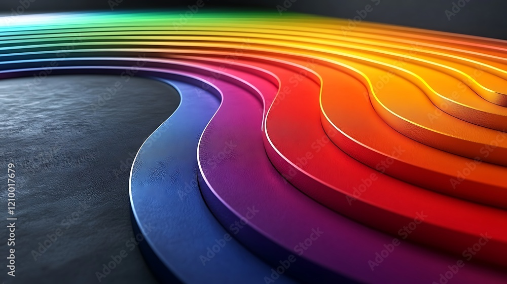 Poster rainbow ripple: abstract colorful waves: a mesmerizing abstract image featuring vibrant rainbow-colo